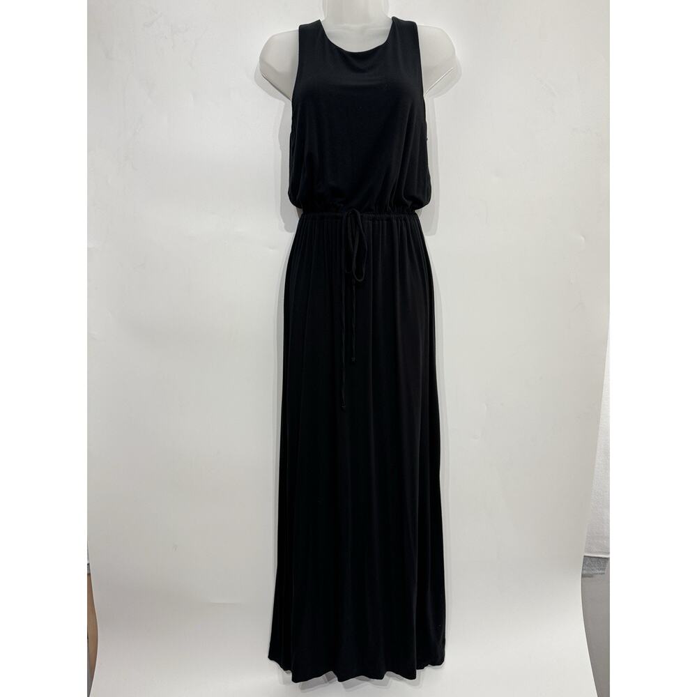 Athleta Women’s Flowy Maxi Dress Sz S Black Modal Elastic Waist Beach Vacation